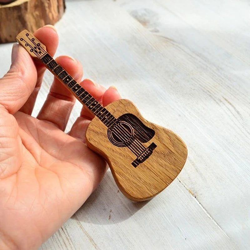 Wooden Acoustic Guitar Pick Box