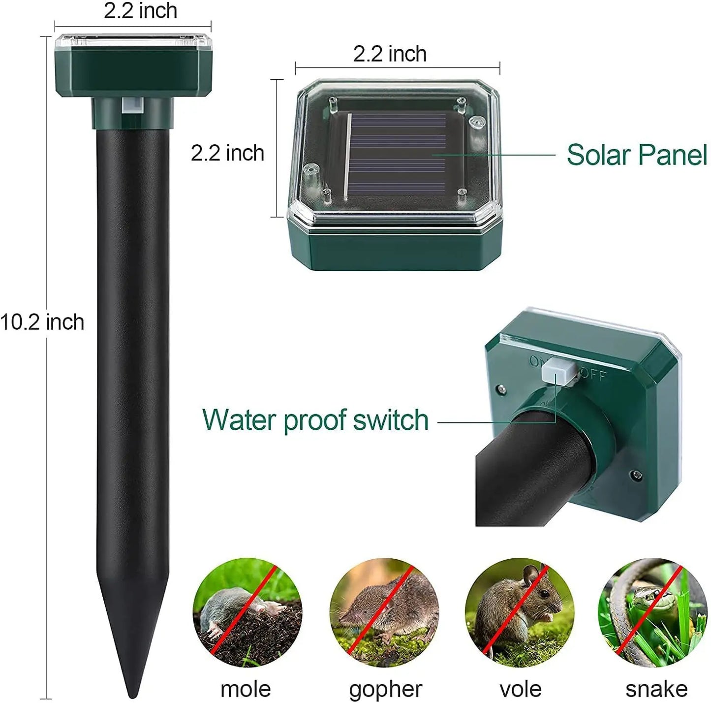 Solar Power Mouse Mole Snakes Pest Rodent Repeller