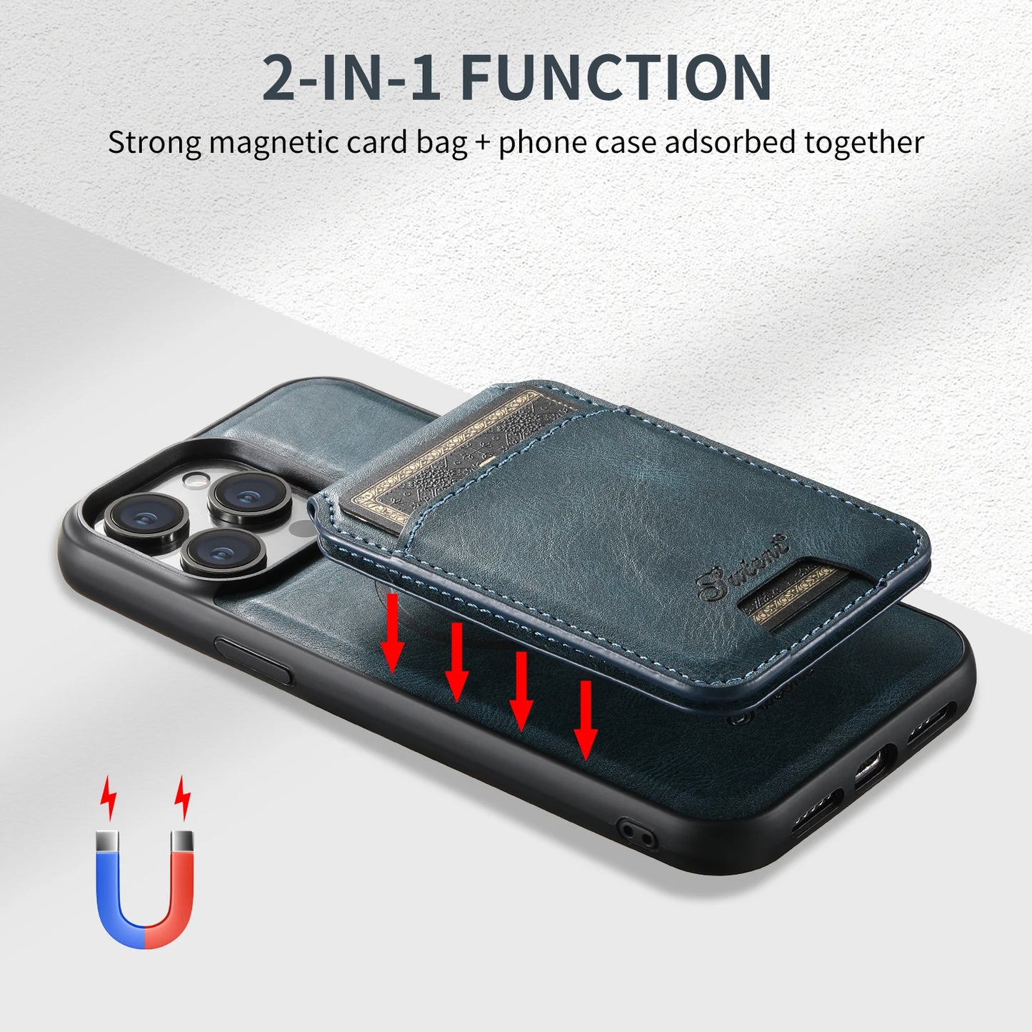 2IN1 Mag Safe Case Magnetic Card Slot Flip Wallet Cover