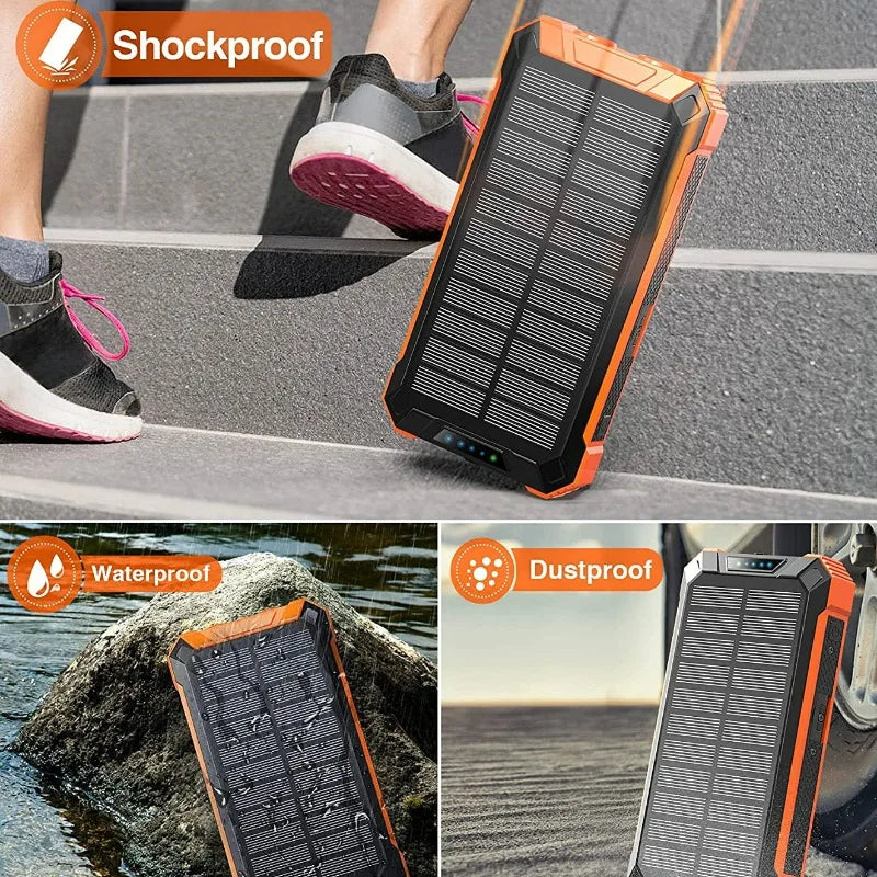 Solar Wireless Portable Power Bank - 30000 mah