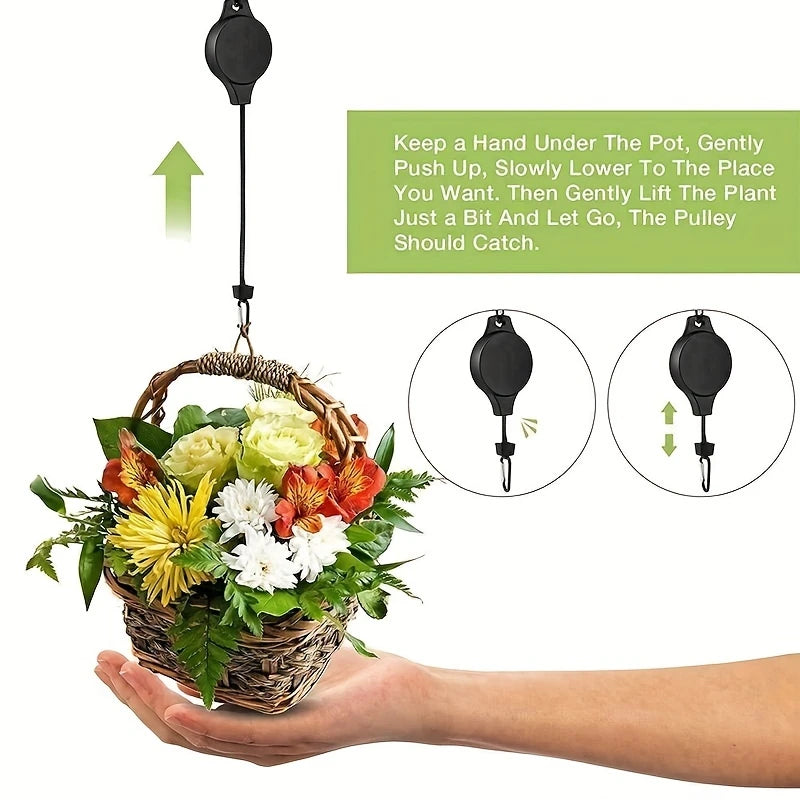 Plant Pulley Set For Garden Baskets Pots, Birds Feeder