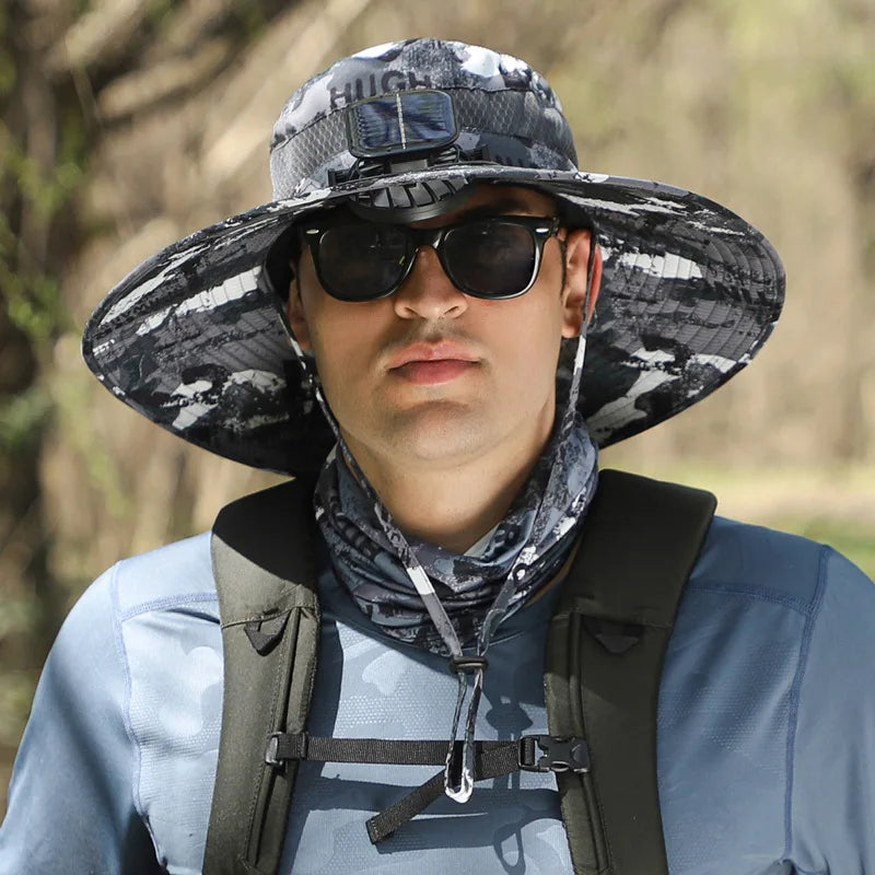 Outdoor Sun Hat with 2 Solar Fan