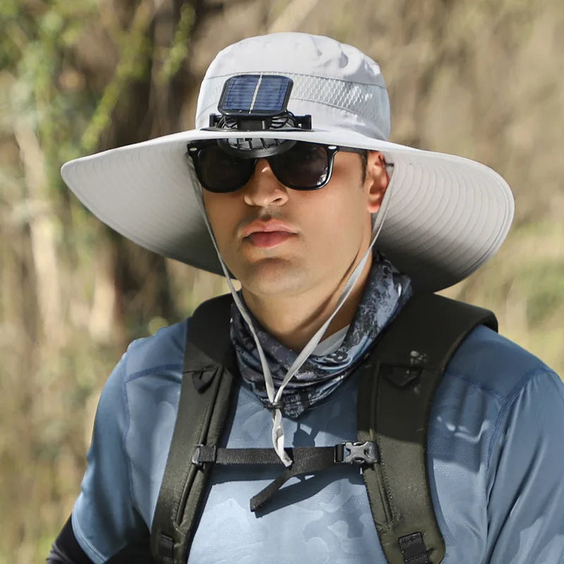 Outdoor Sun Hat with 2 Solar Fan