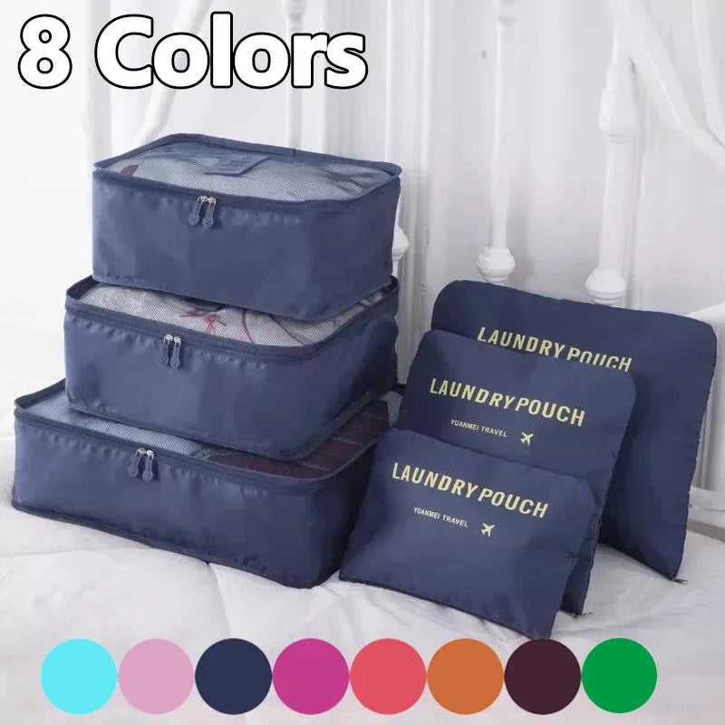 6 pieces portable luggage packing cubes