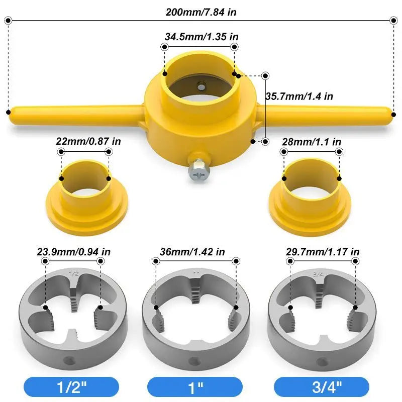 6PCS Plastic Pipe Thread Die Kit