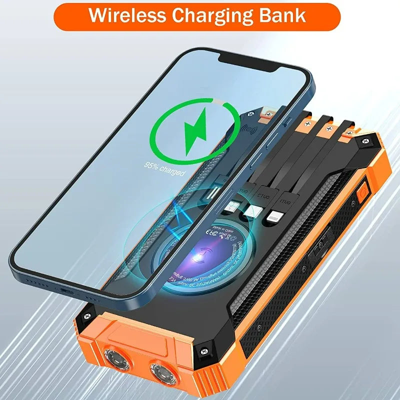 Solar Wireless Portable Power Bank - 30000 mah