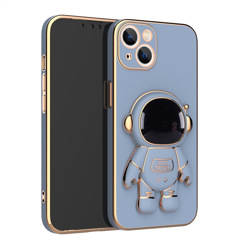 6D Plating Astronaut Hidden Stand Case Cover for iPhone