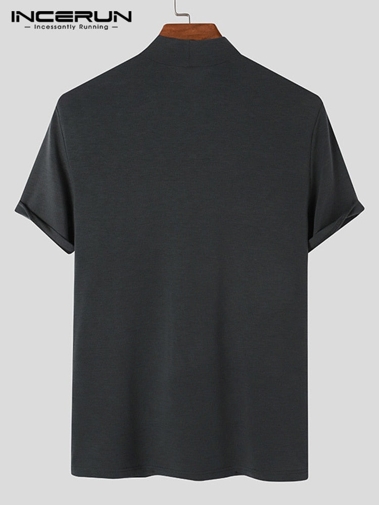 Mens High Neck Slim Fit T-shirt