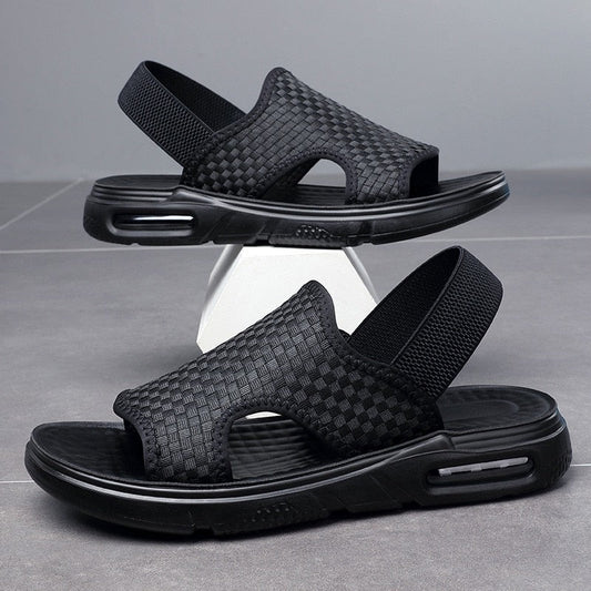 Soft Sole Black Woven Summer Sandals