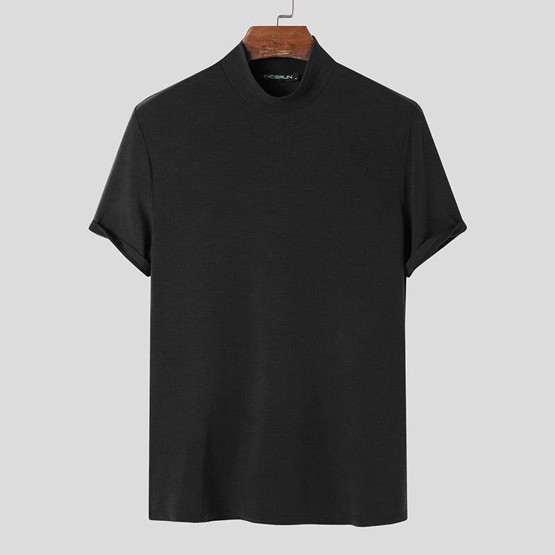 Mens High Neck Slim Fit T-shirt