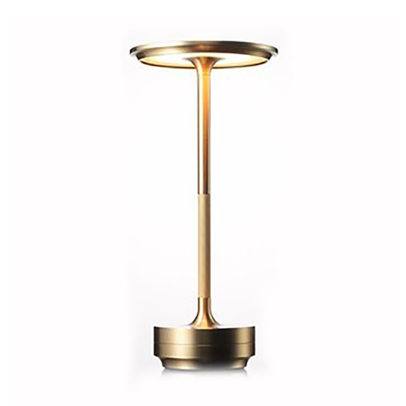 Metallic Cordless Table Lamp - Dimmable & Rechargeable Waterproof Desk Light