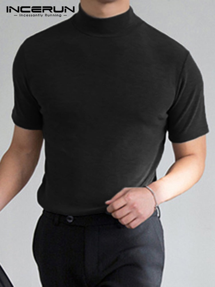 Mens High Neck Slim Fit T-shirt