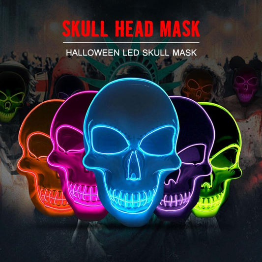 Skully Halloween Adjustable LED Light Up Scary Skull Mask