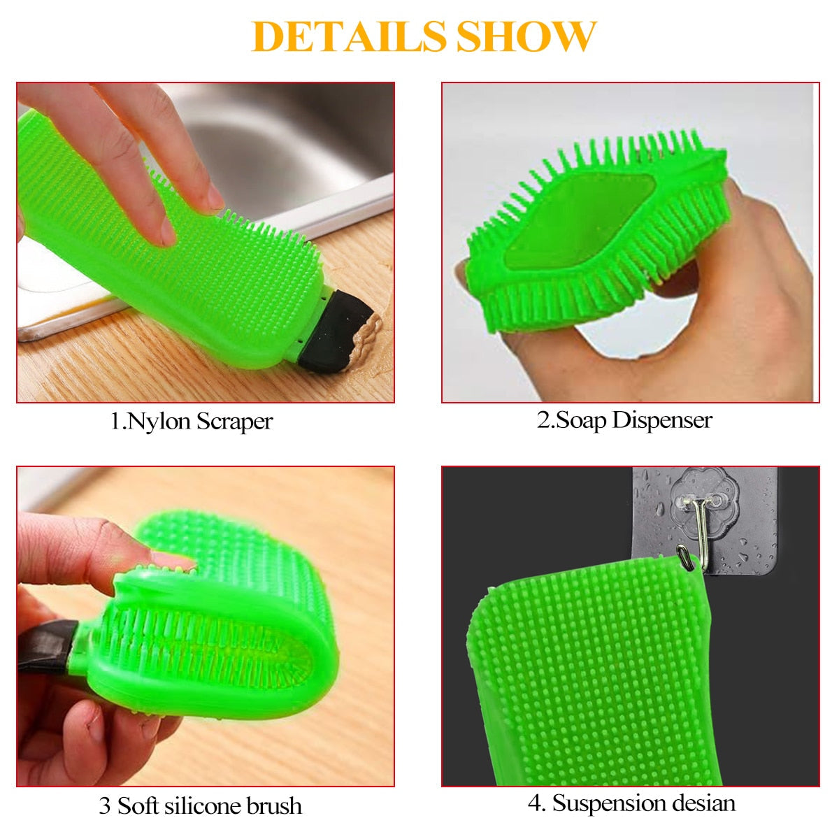 3-in-1 Premium Silicone Kitchen Sponge