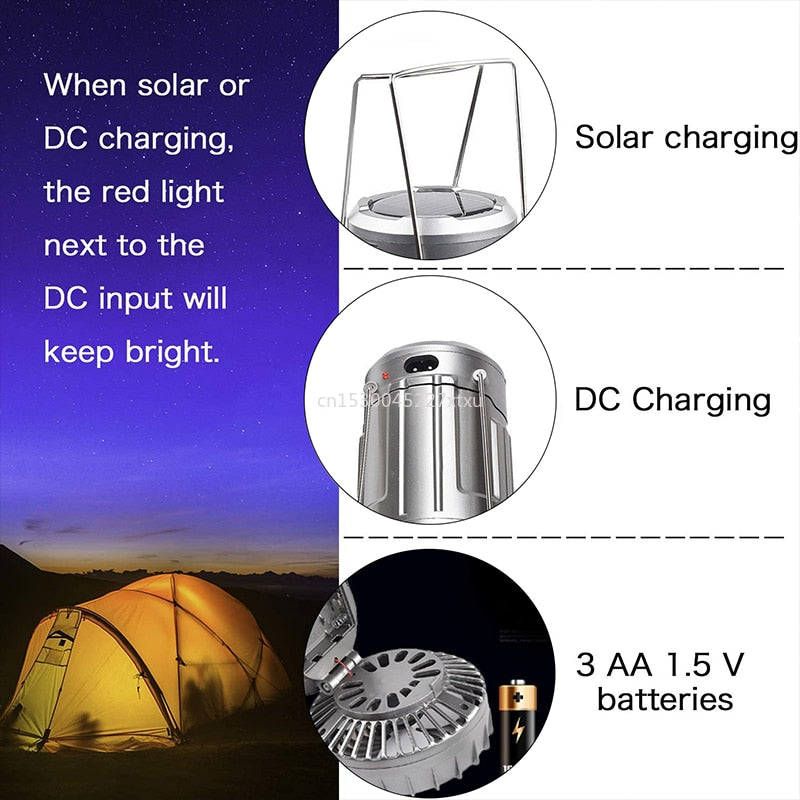 6 in 1 Portable Outdoor LED Camping Lantern With Fan