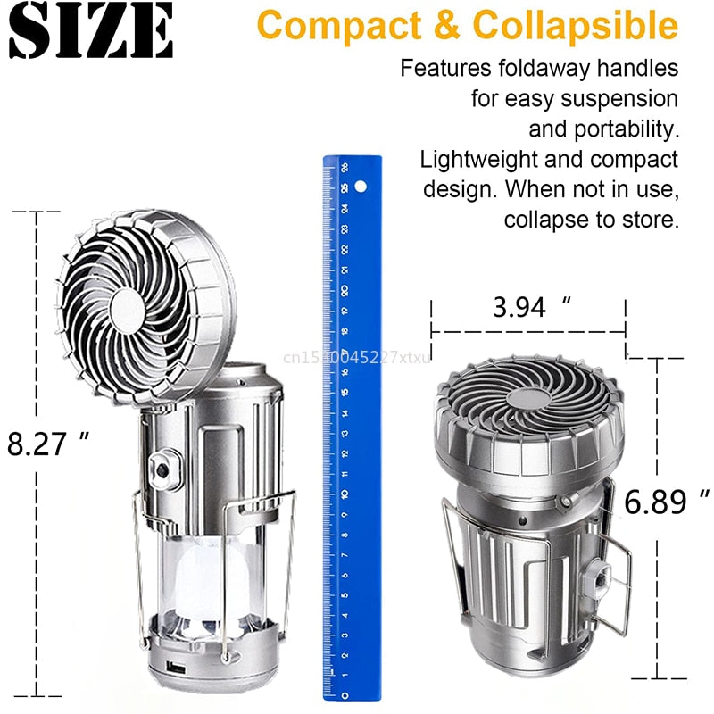 6 in 1 Portable Outdoor LED Camping Lantern With Fan