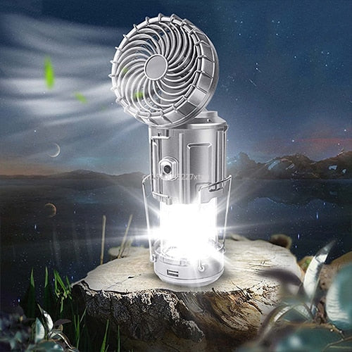 6 in 1 Portable Outdoor LED Camping Lantern With Fan