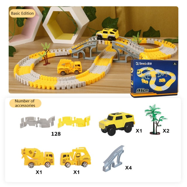 Railroad Magical Luminous Flexible Track Car Toys Children'S Racing Curved Track Lights Cars DIY Toys Children'S Gifts