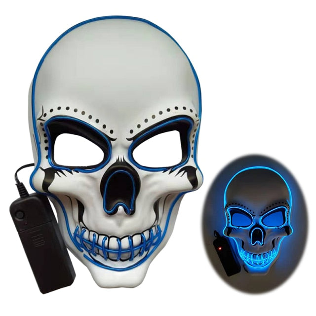 Skully Halloween Adjustable LED Light Up Scary Skull Mask