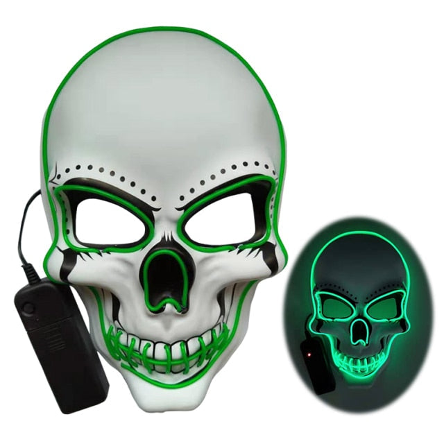 Skully Halloween Adjustable LED Light Up Scary Skull Mask