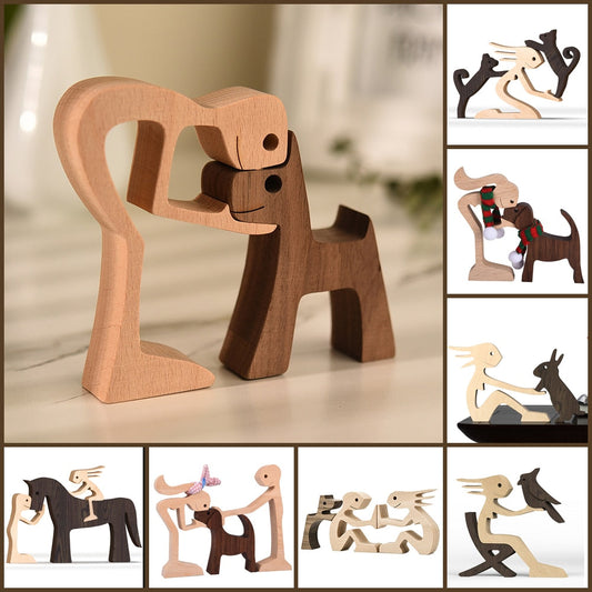 Pet lover gifts |Wood sculpture |Table ornaments |Carved wood decor | Pet memorial | For puppies | Mother's Day Gift