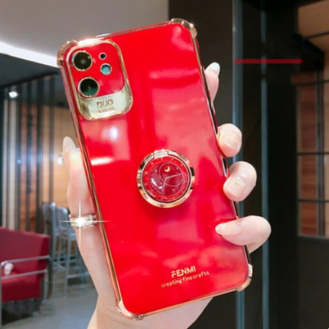 New Creative Clock Bracket Electroplating Phone Case For iPhone