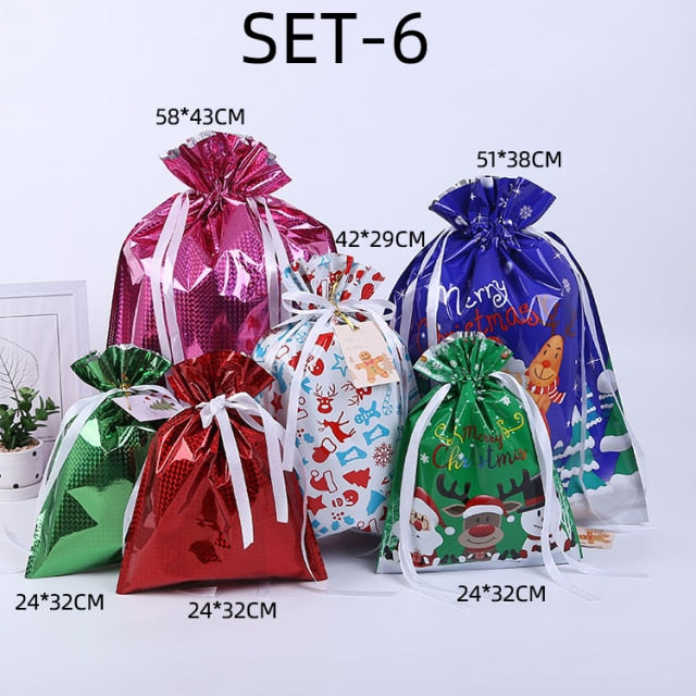 Christmas Drawstring Gift Bag Pack