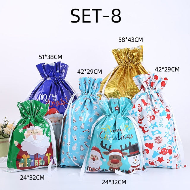 Christmas Drawstring Gift Bag Pack