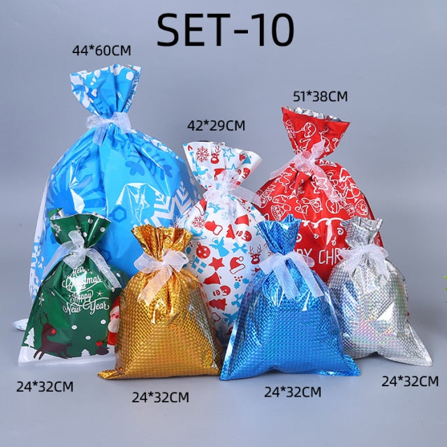 Christmas Drawstring Gift Bag Pack