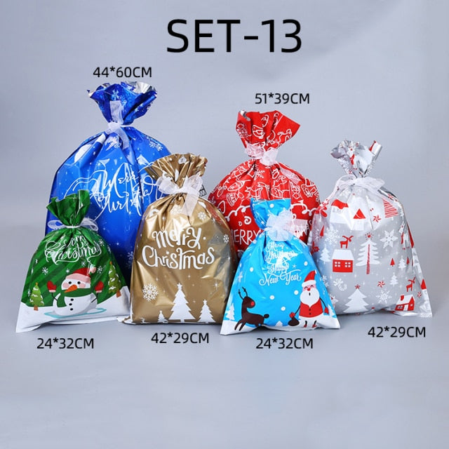 Christmas Drawstring Gift Bag Pack