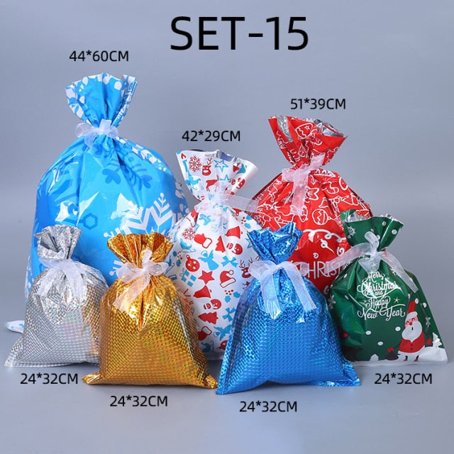 Christmas Drawstring Gift Bag Pack