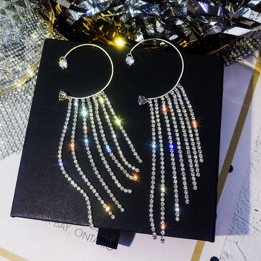 Sparkling Diamond Tassel Earrings