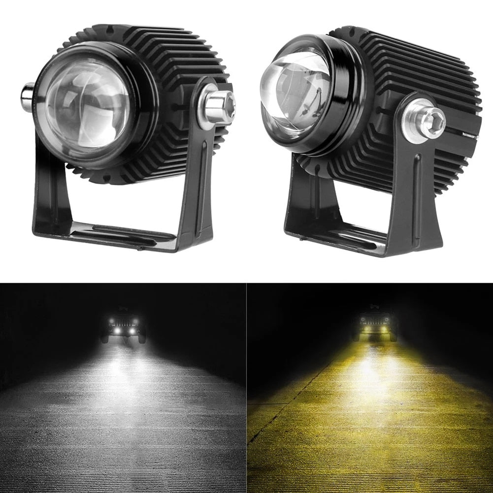 Automotive Motorcycle LED Small Steel Lens Ultra-bright Spotlight Burst Flashing Tri-color Waterproof