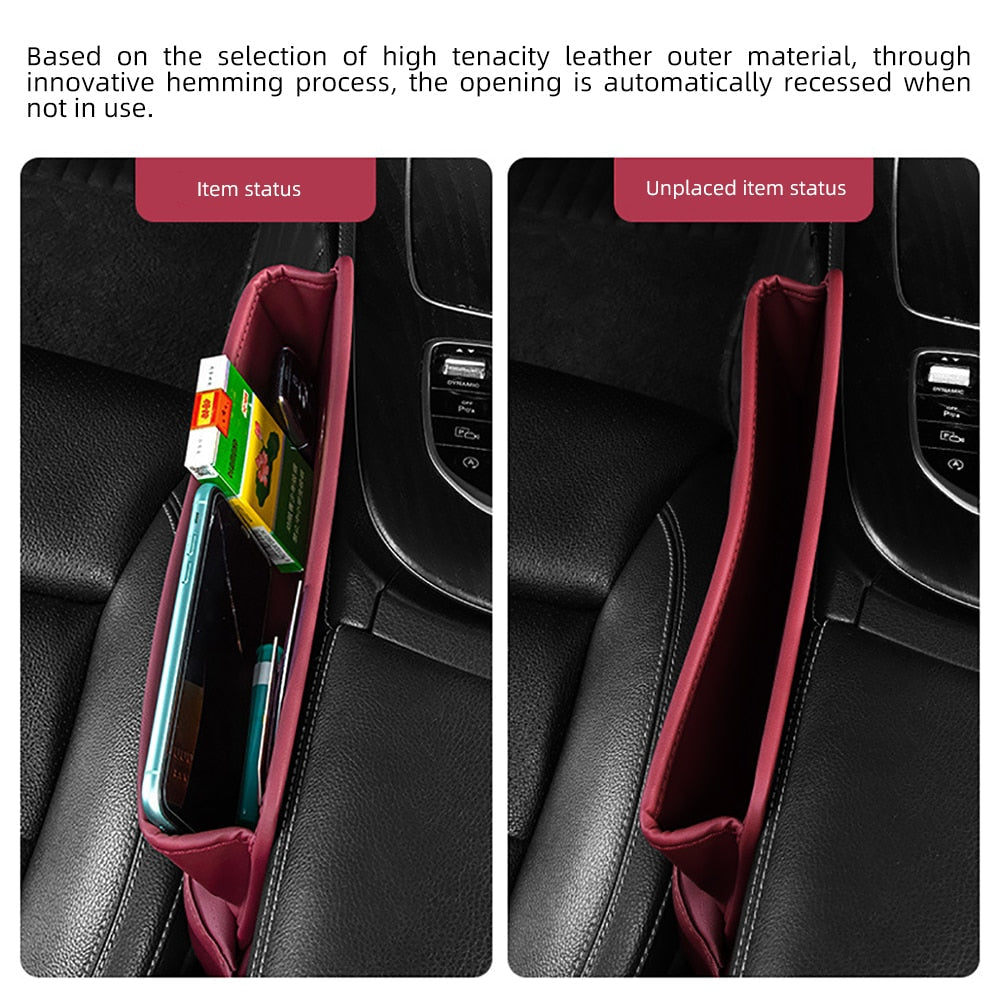 Leather Car Seat Slot Storage Box
